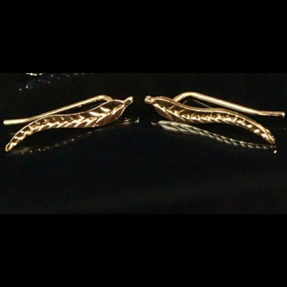 Gold Leaf Earrings - Picture 2 of 2